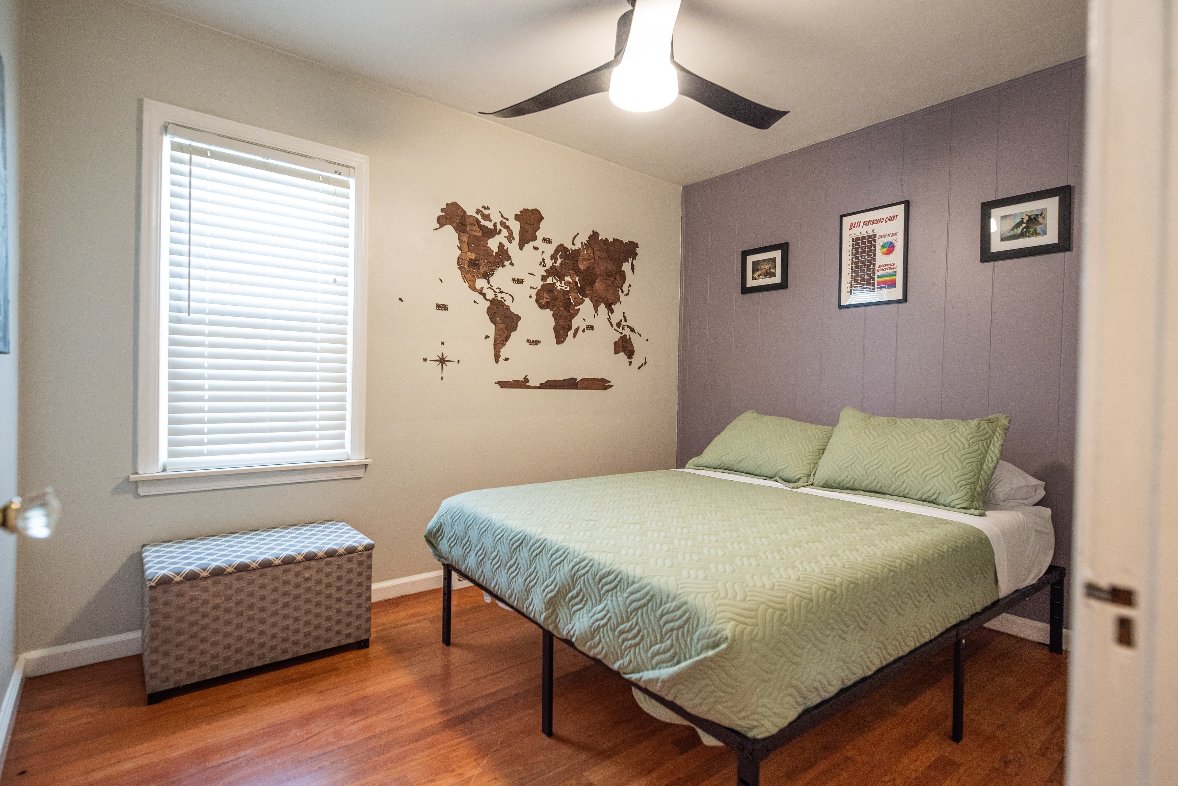 Bedroom with World Map Decor